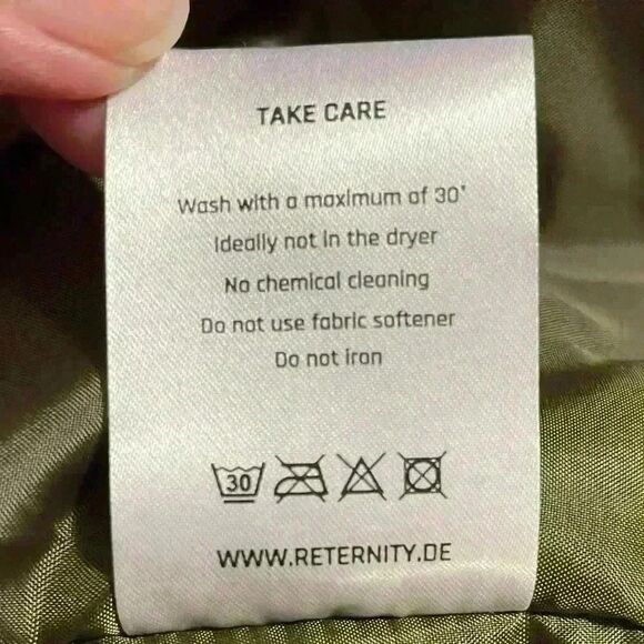 Reternity Deep Pile Jacket S Olive Green Cozy Fleece Standing Collar Pockets NWT - Picture 12 of 12